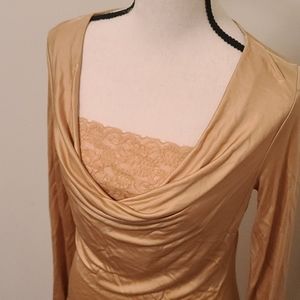 Apostrophe Long-sleeved Gold w/ lace Blouse!